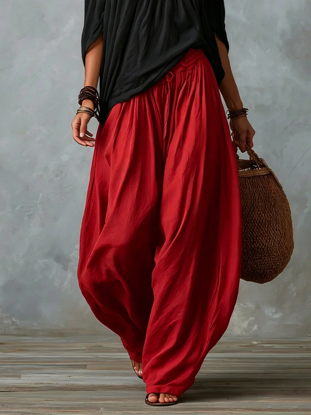 Ella | Top White Off-the-shoulder and Wide Lantern Pants Set