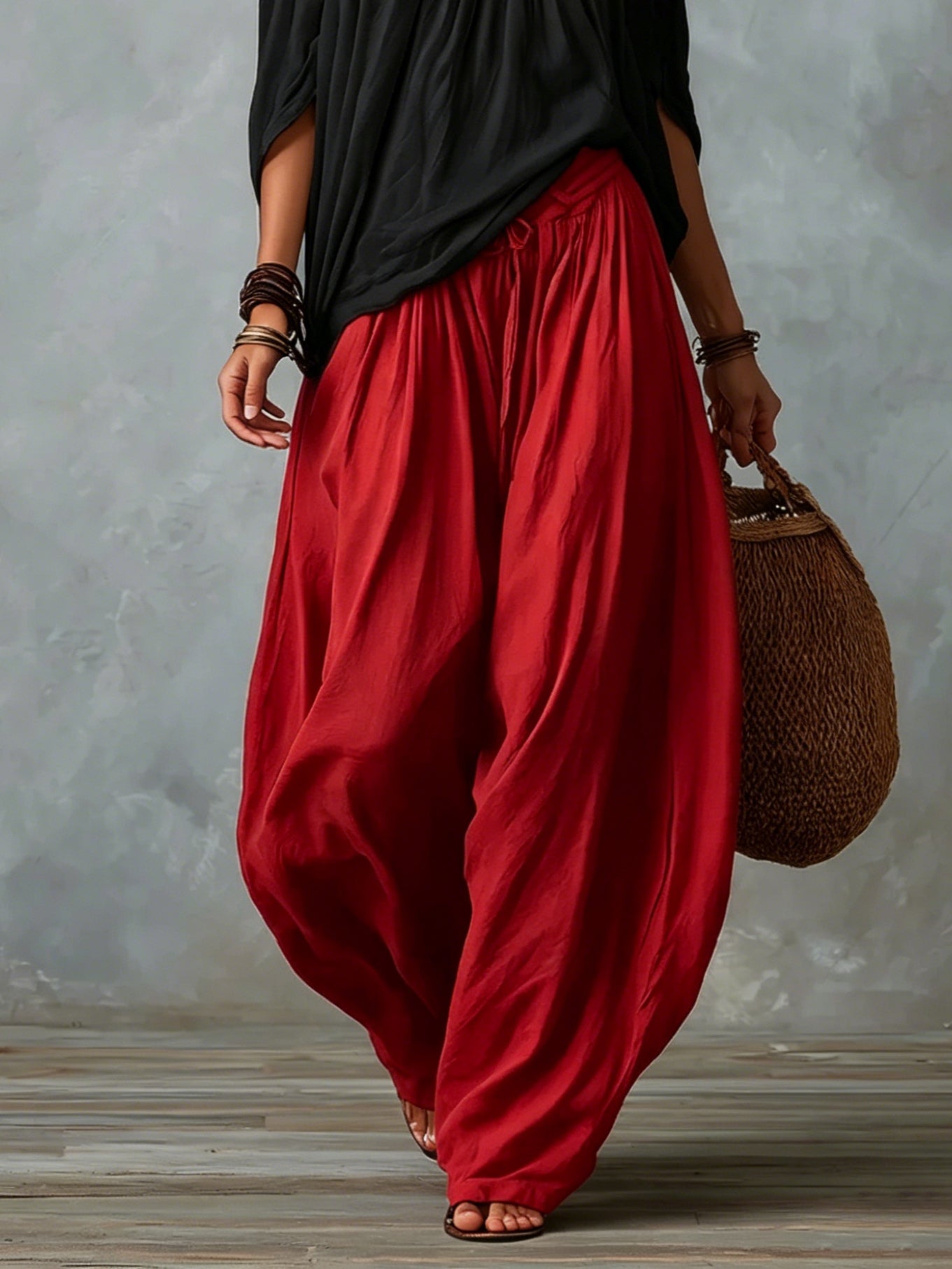 Ella | Top White Off-the-shoulder and Wide Lantern Pants Set