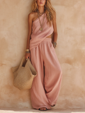 Sasha | Set Casual Top Sleeveless Pink One-Shoulder and Pants