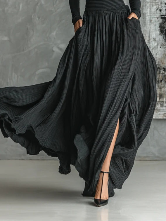 Briar | Pleated Skirt and Black Long Sleeve T-Shirt Set