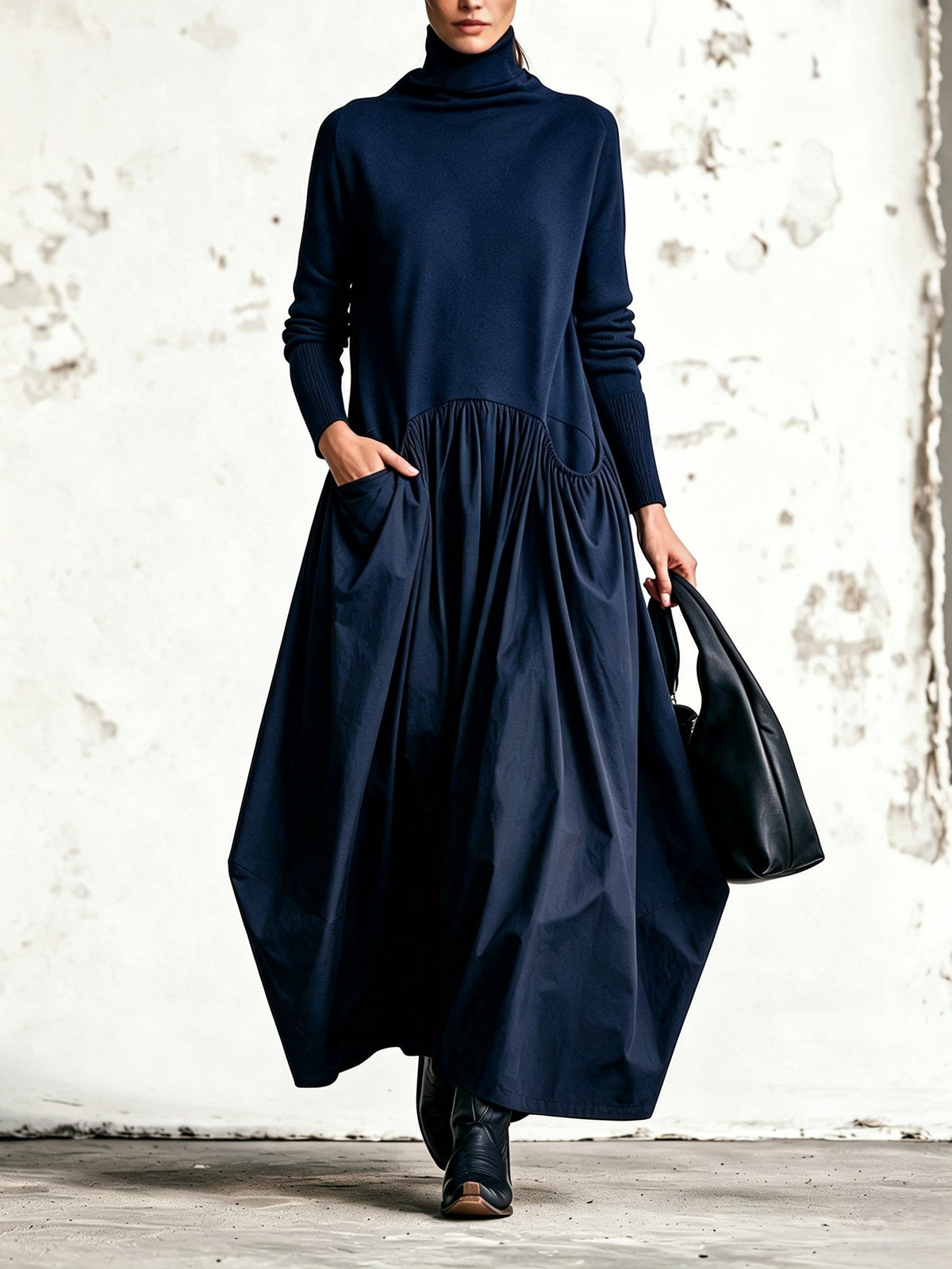 Philippa | Stand Collar Oversized Maxi Dress