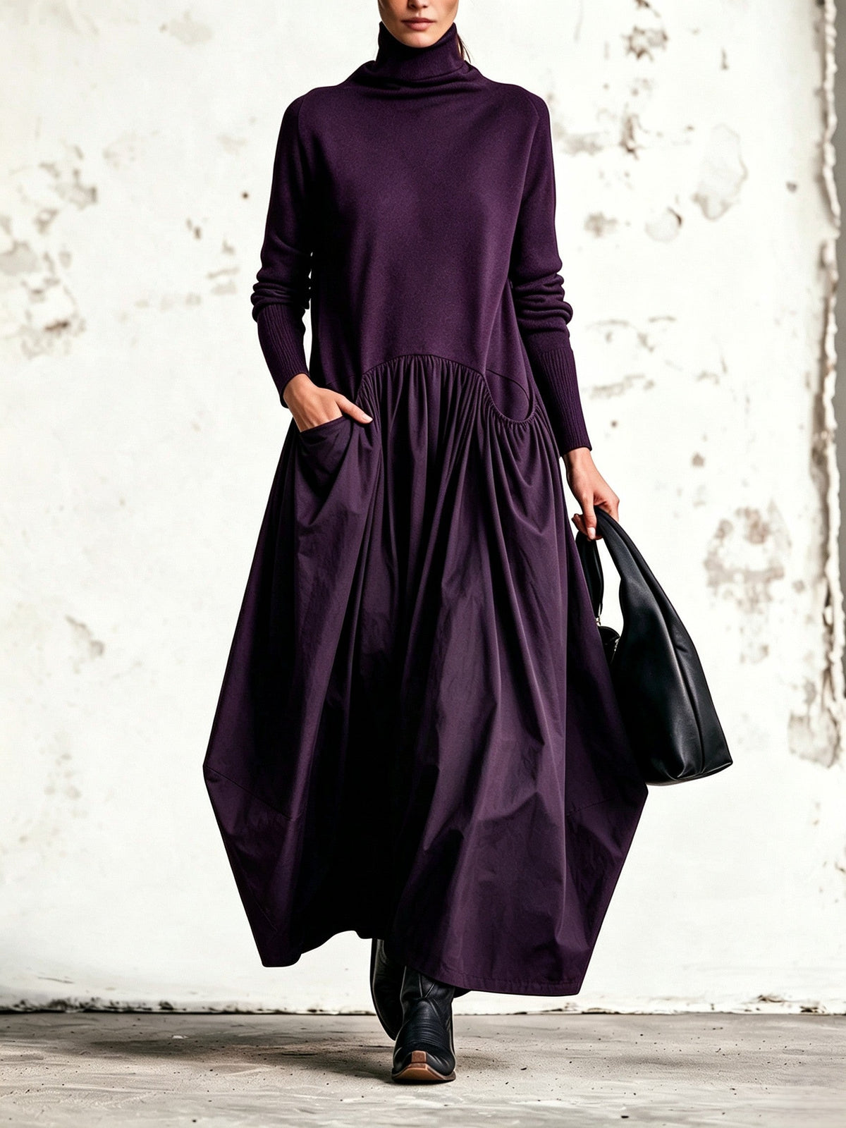 Philippa | Stand Collar Oversized Maxi Dress