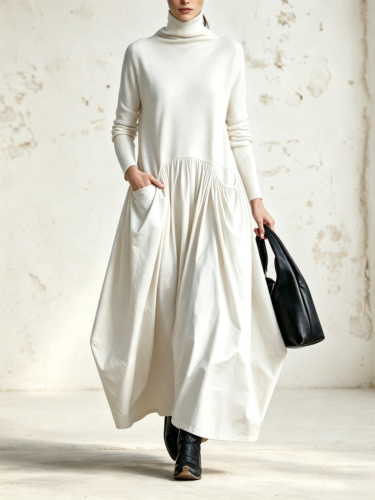 Philippa | Stand Collar Oversized Maxi Dress