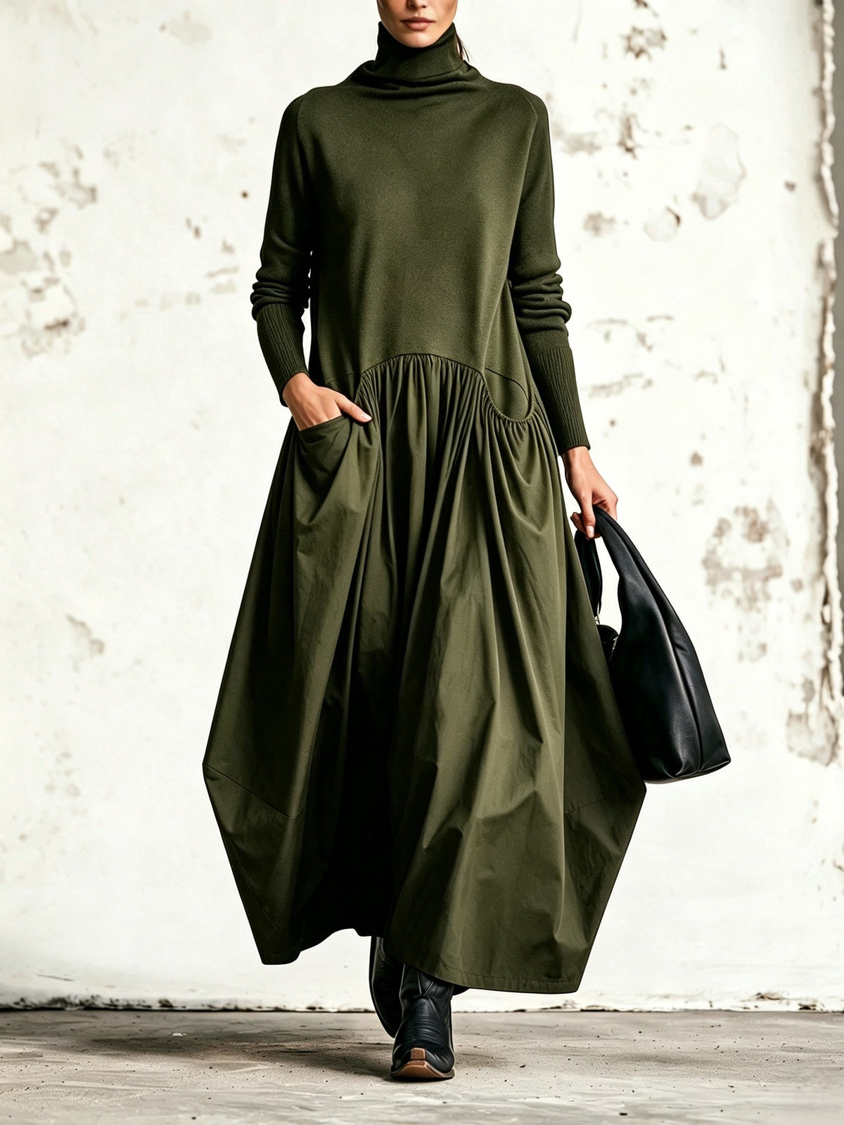 Philippa | Stand Collar Oversized Maxi Dress
