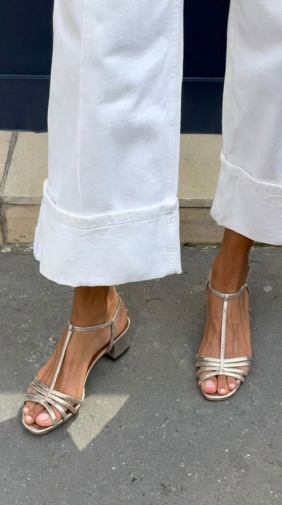 Melanie | Metallic Sandals with Heel