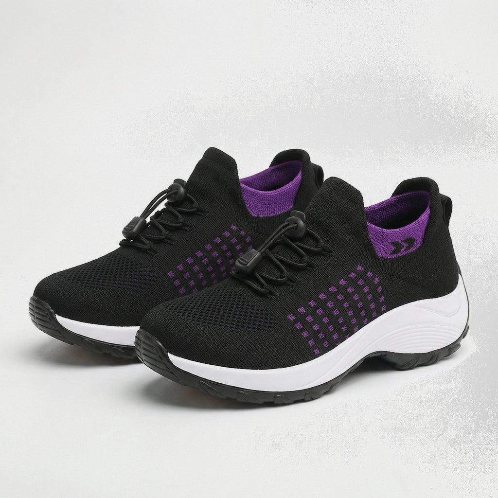 Ava | Orthopedic Knit Fabric Shoes in Purple & Black