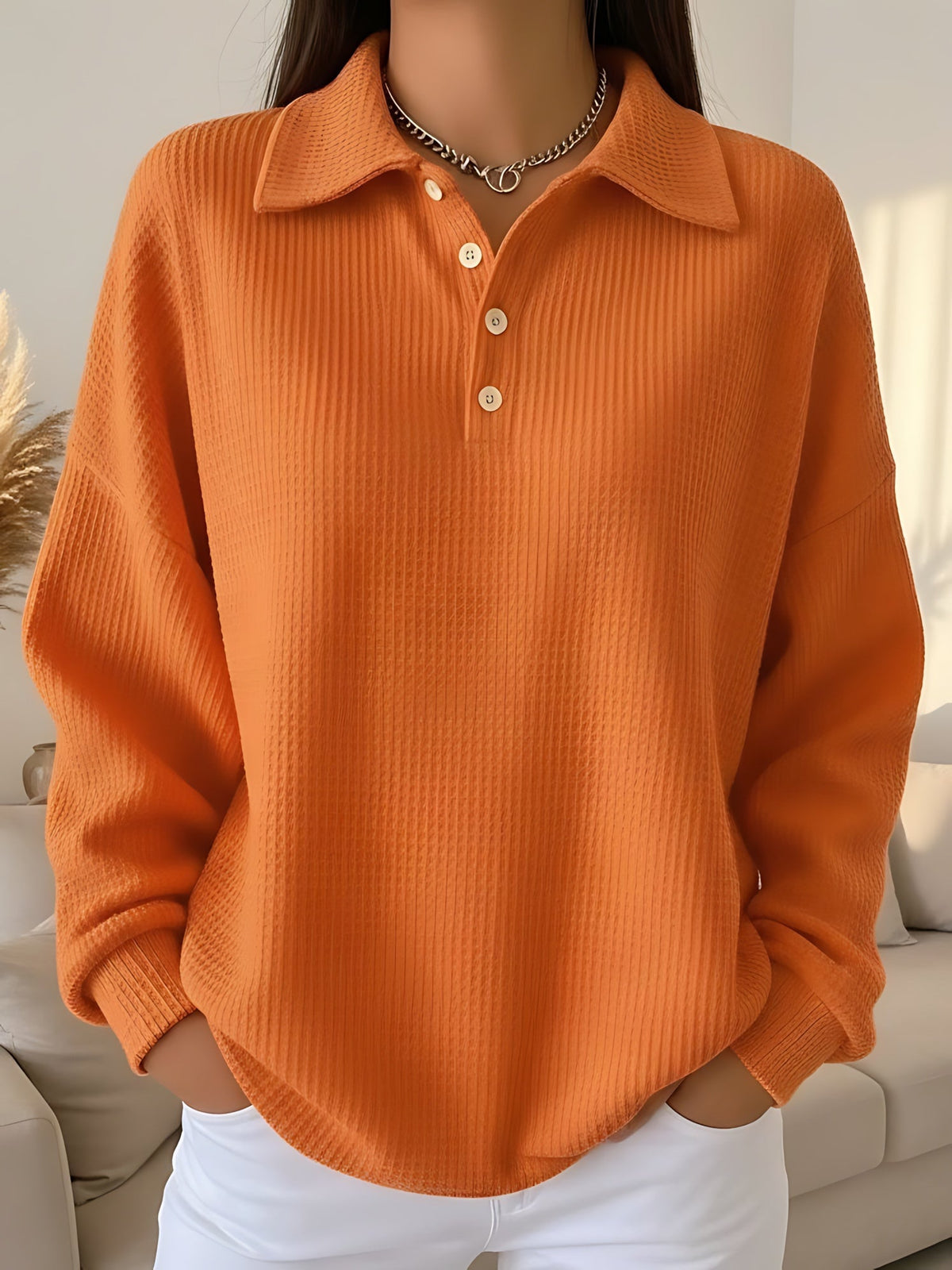 Adrianna | Polo Collar Knit Sweater