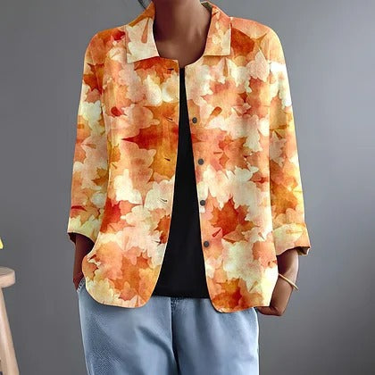Catherine | Watercolour Leaf Print Relaxed Blouse