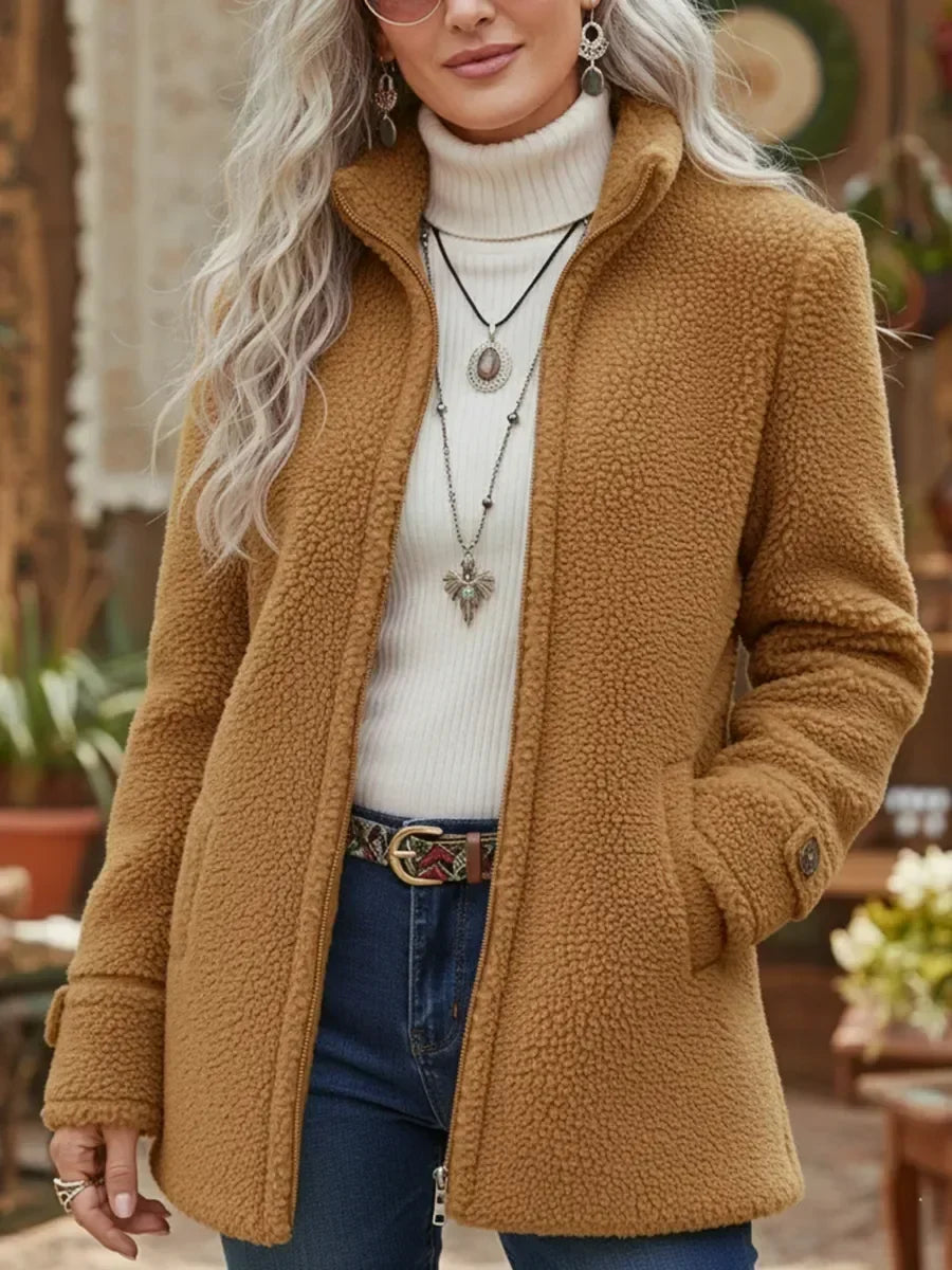 Charmaine | Full-Zip Lambswool-Feel Stand Collar Jacket