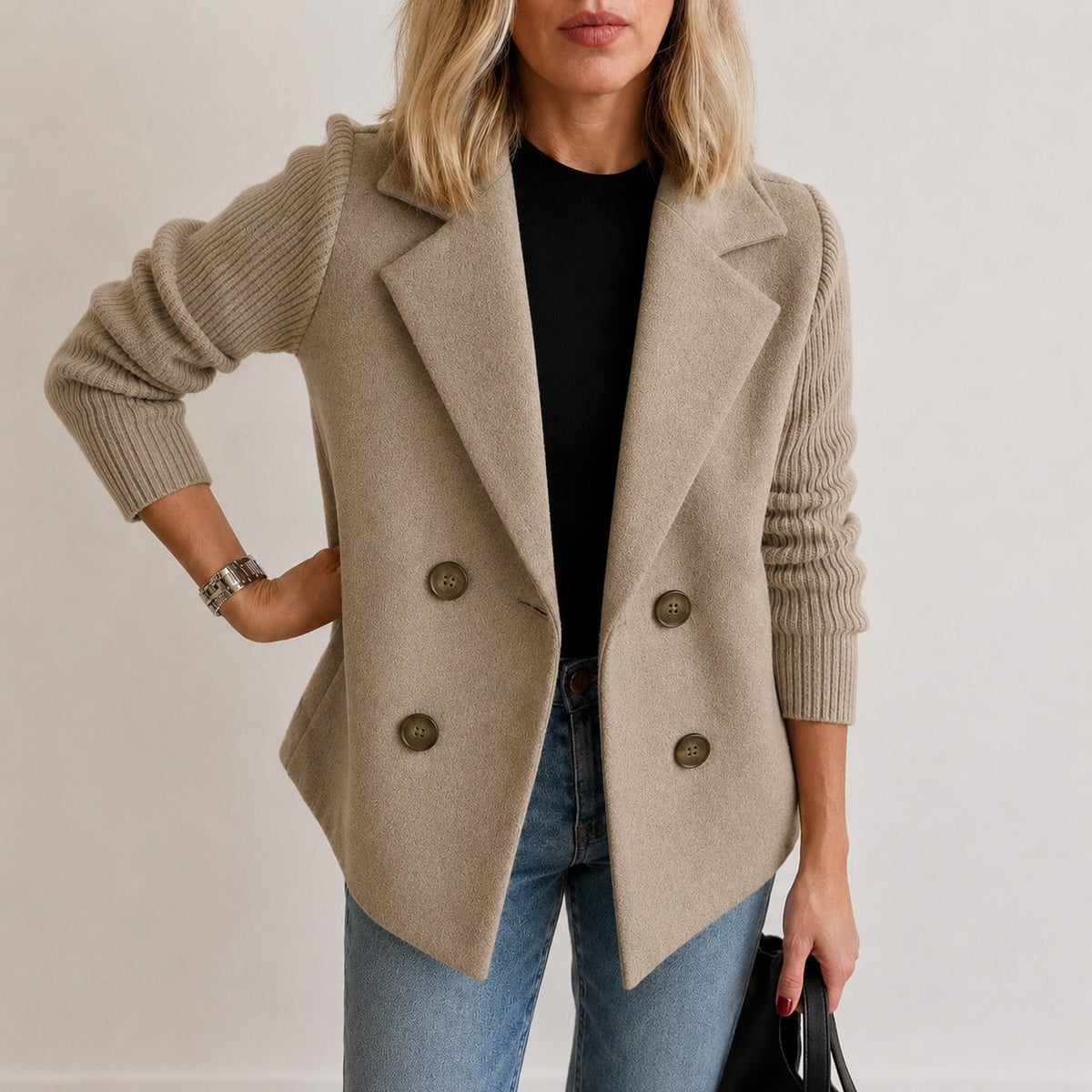 Winona | Knit Sleeve Blazer Jacket