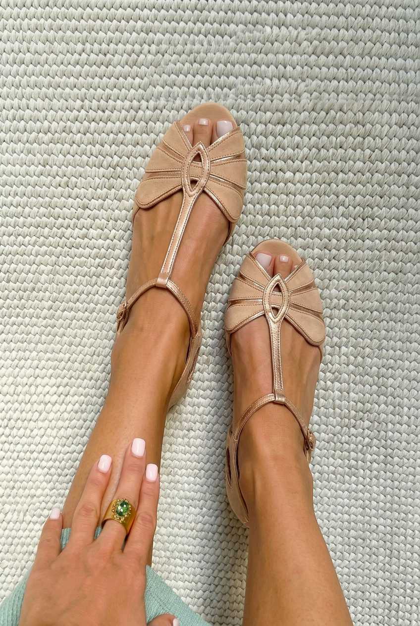 Lanie | Retro Peep-Toe Sandals with T-Strap