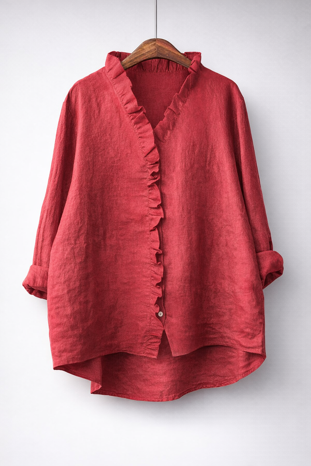 Luisa | Elegant Ruffled Linen Blend Shirt
