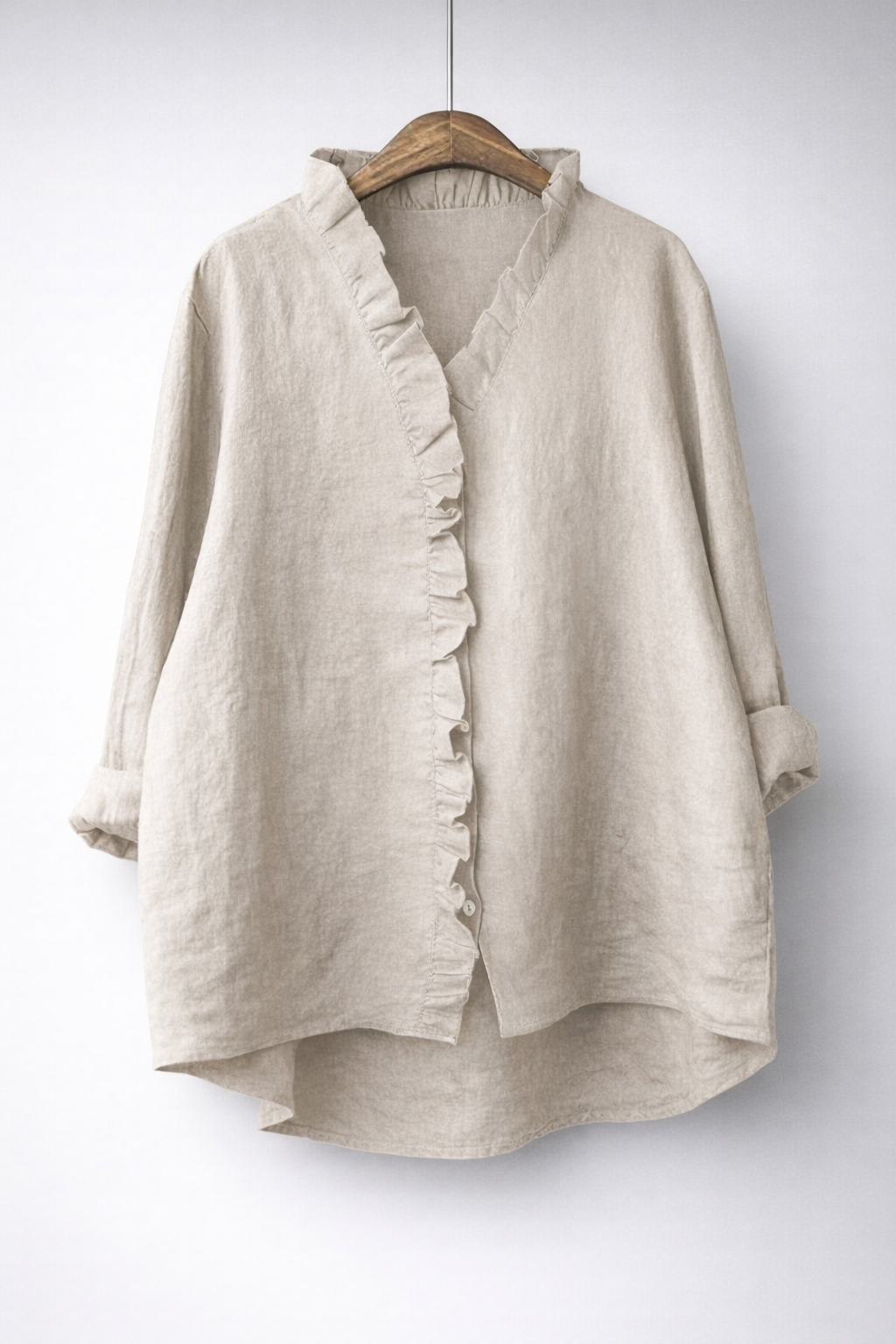 Luisa | Elegant Ruffled Linen Blend Shirt