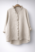 Luisa | Elegant Ruffled Linen Blend Shirt