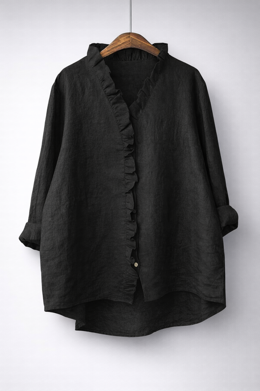 Luisa | Elegant Ruffled Linen Blend Shirt