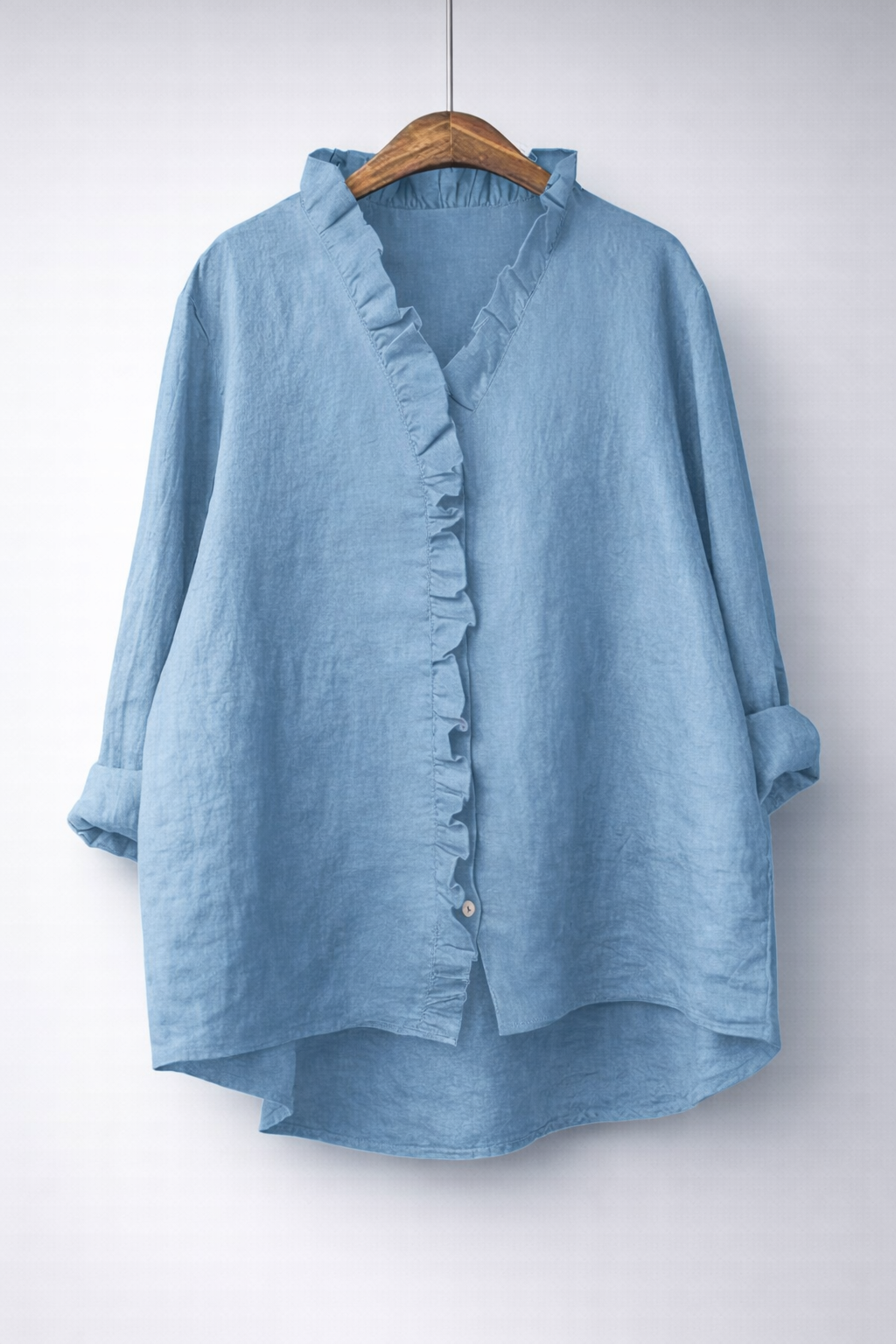 Luisa | Elegant Ruffled Linen Blend Shirt