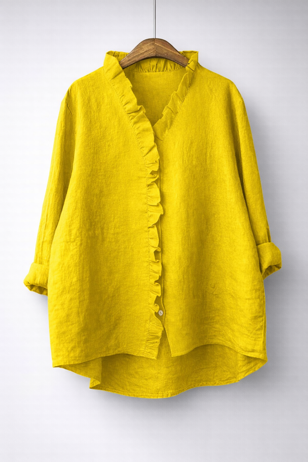 Luisa | Elegant Ruffled Linen Blend Shirt