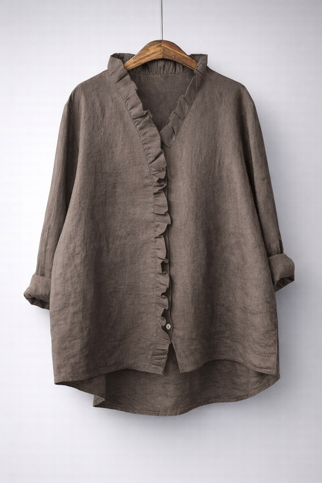 Luisa | Elegant Ruffled Linen Blend Shirt
