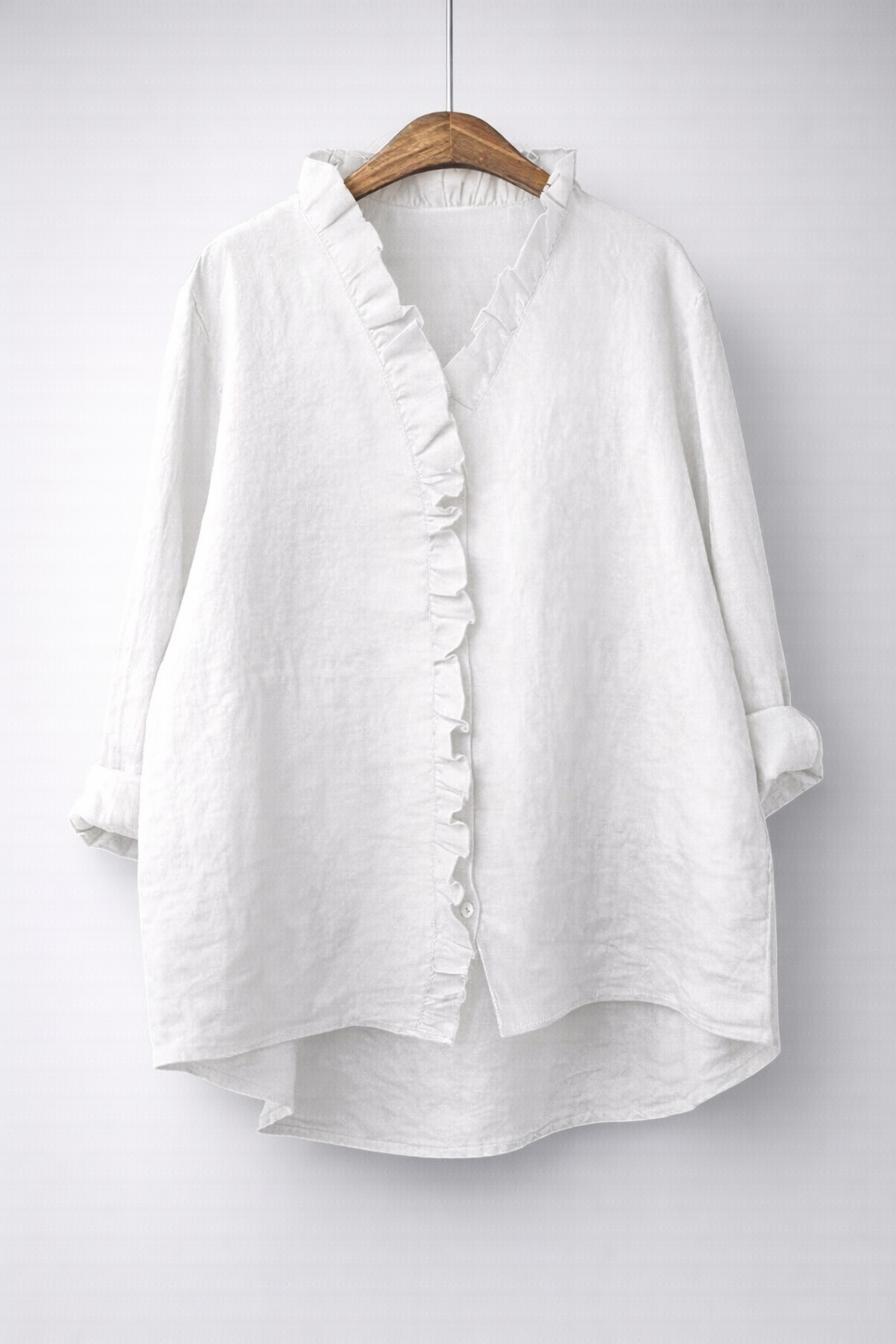 Luisa | Elegant Ruffled Linen Blend Shirt