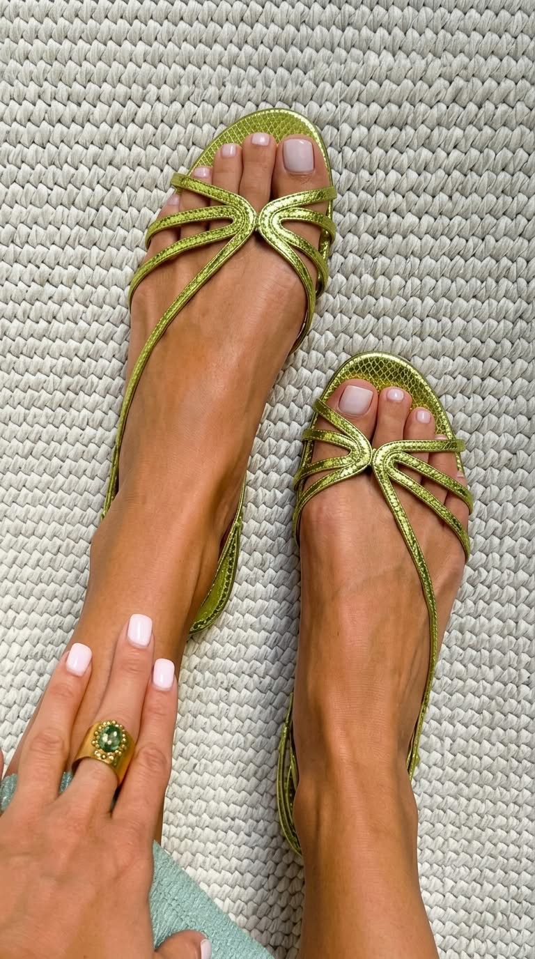Elliana | Sandals with Straps in Metallic Look