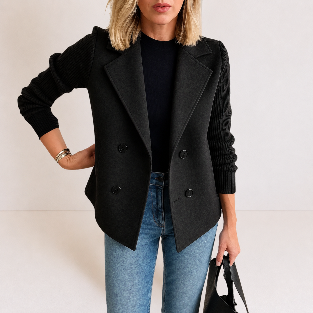 Winona | Knit Sleeve Blazer Jacket