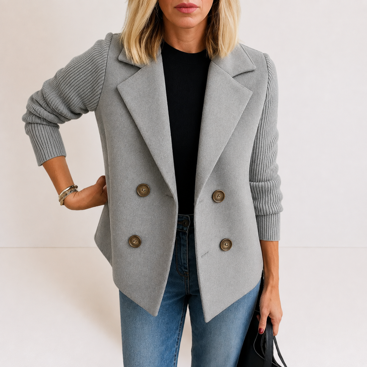 Winona | Knit Sleeve Blazer Jacket