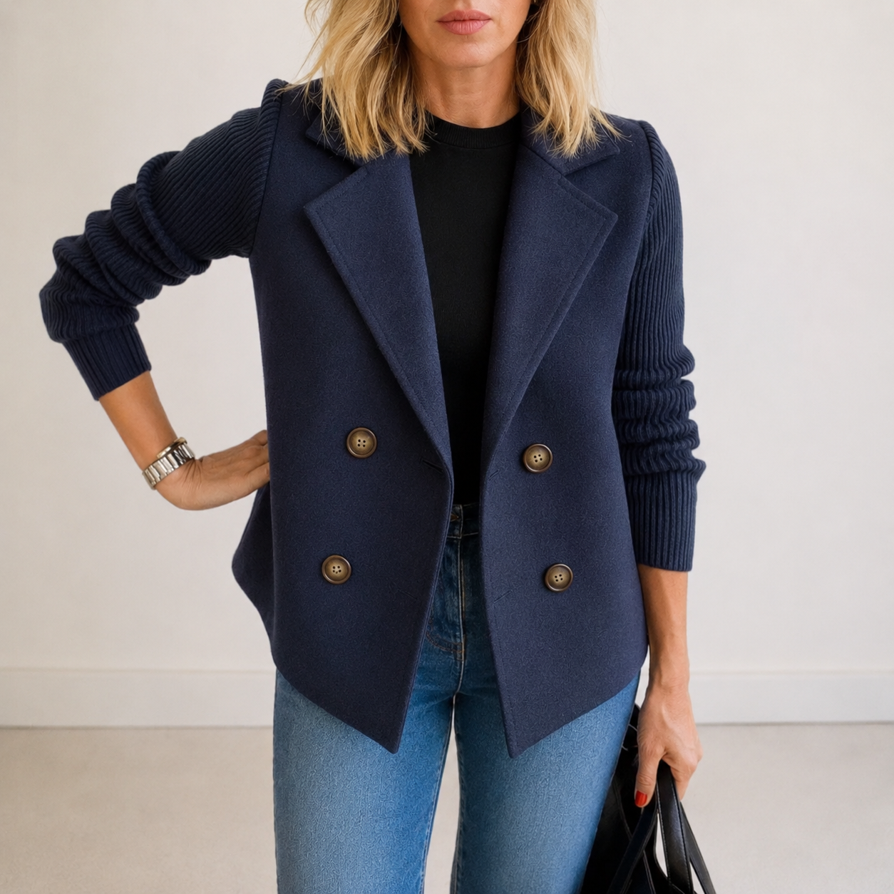 Winona | Knit Sleeve Blazer Jacket