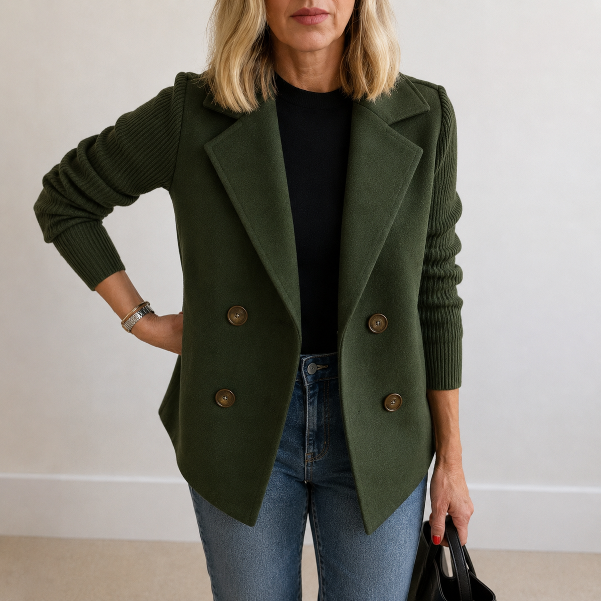 Winona | Knit Sleeve Blazer Jacket