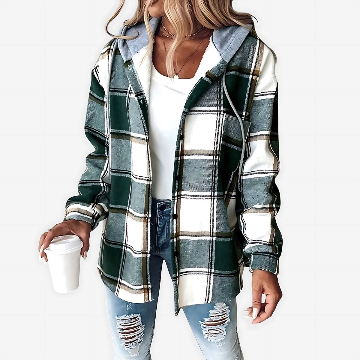 Ciara | Sherpa Lined Plaid Shirt Jacket