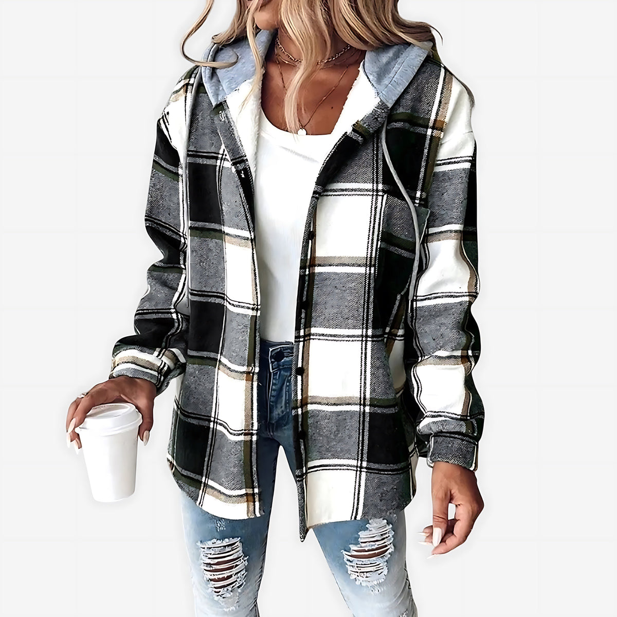 Ciara | Sherpa Lined Plaid Shirt Jacket