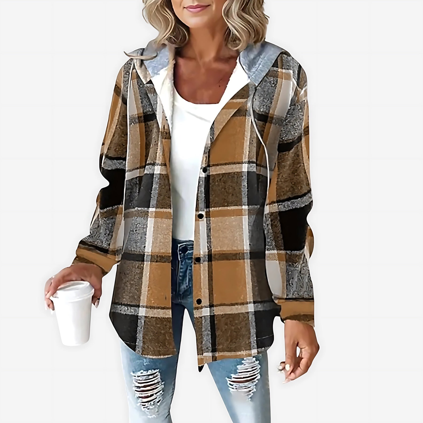 Ciara | Sherpa Lined Plaid Shirt Jacket