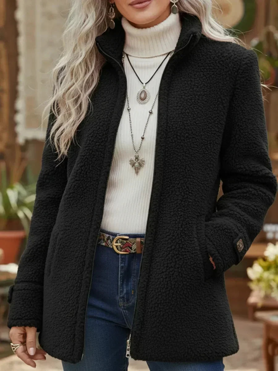 Charmaine | Full-Zip Lambswool-Feel Stand Collar Jacket
