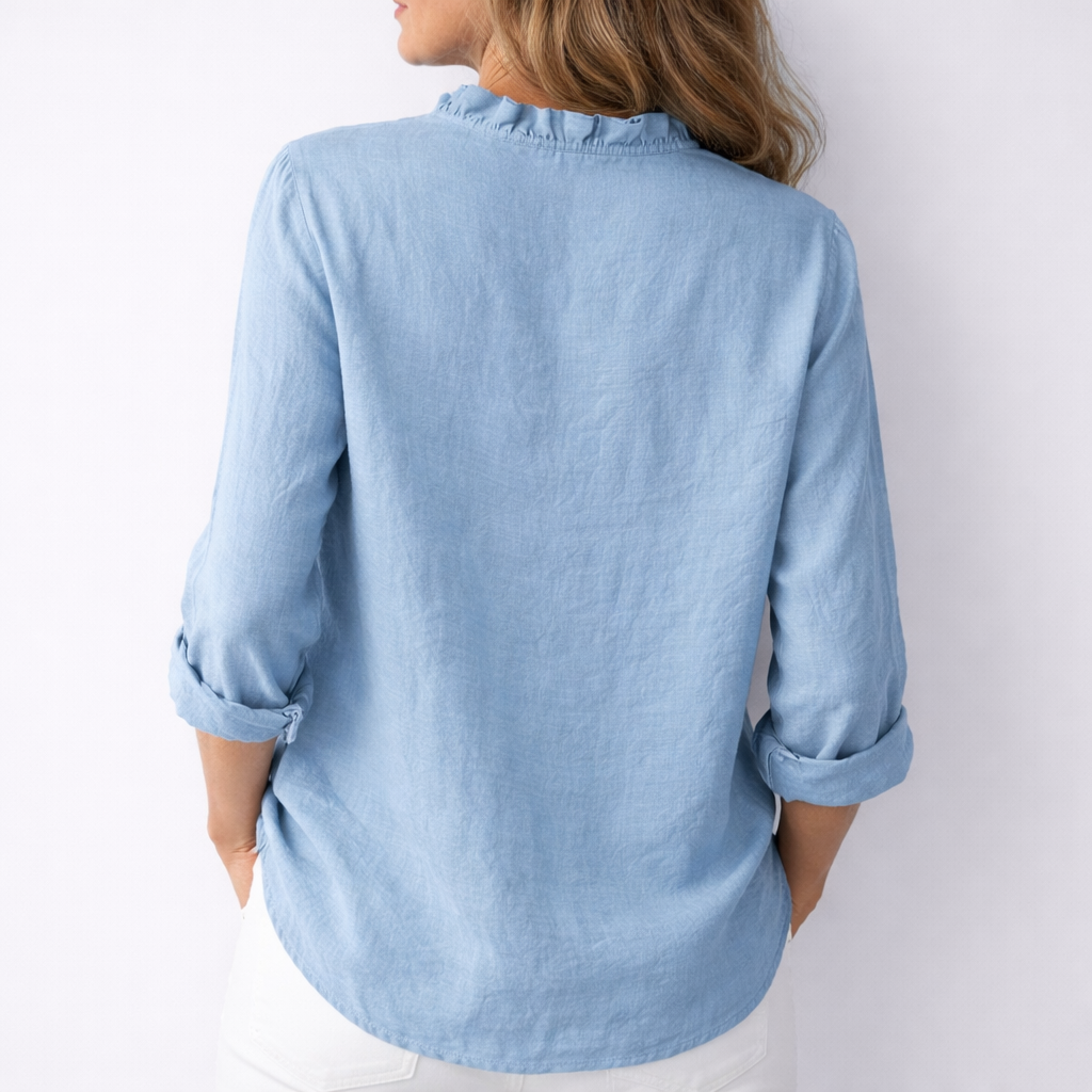 Luisa | Elegant Ruffled Linen Blend Shirt