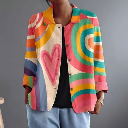 Pamela | Painterly Print Boxy Open Shirt