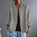 Donna | Houndstooth Point-Collar Button Blouse