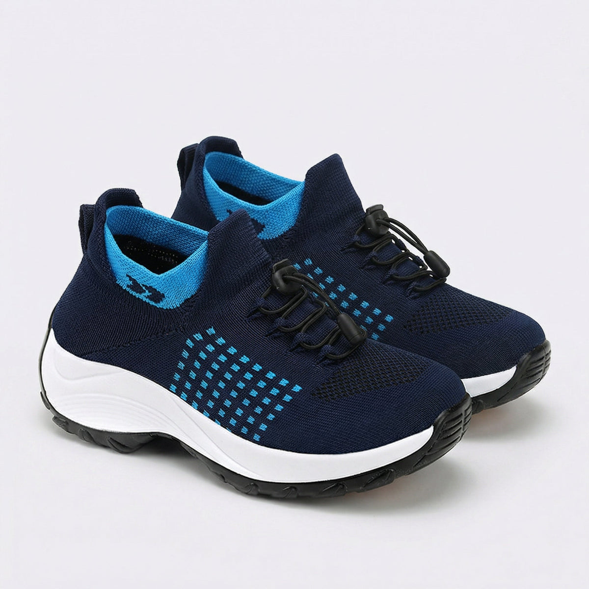 Paisley | Orthopedic Knit Fabric Shoes in Blue & Navy Blue