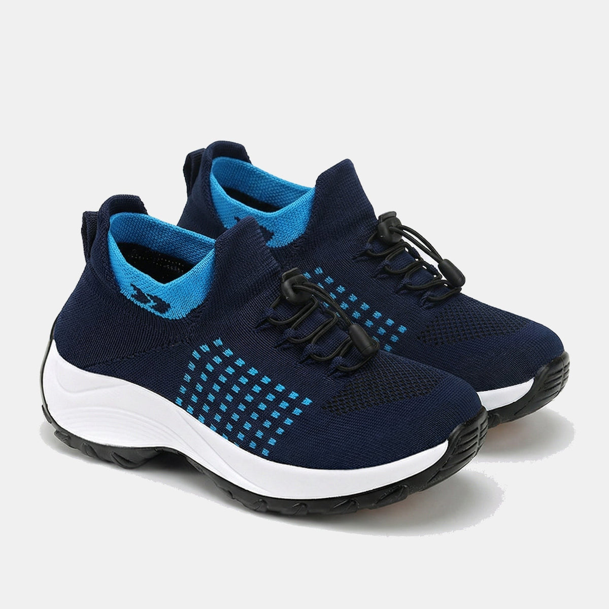 Paisley | Orthopedic Knit Fabric Shoes in Blue & Navy Blue