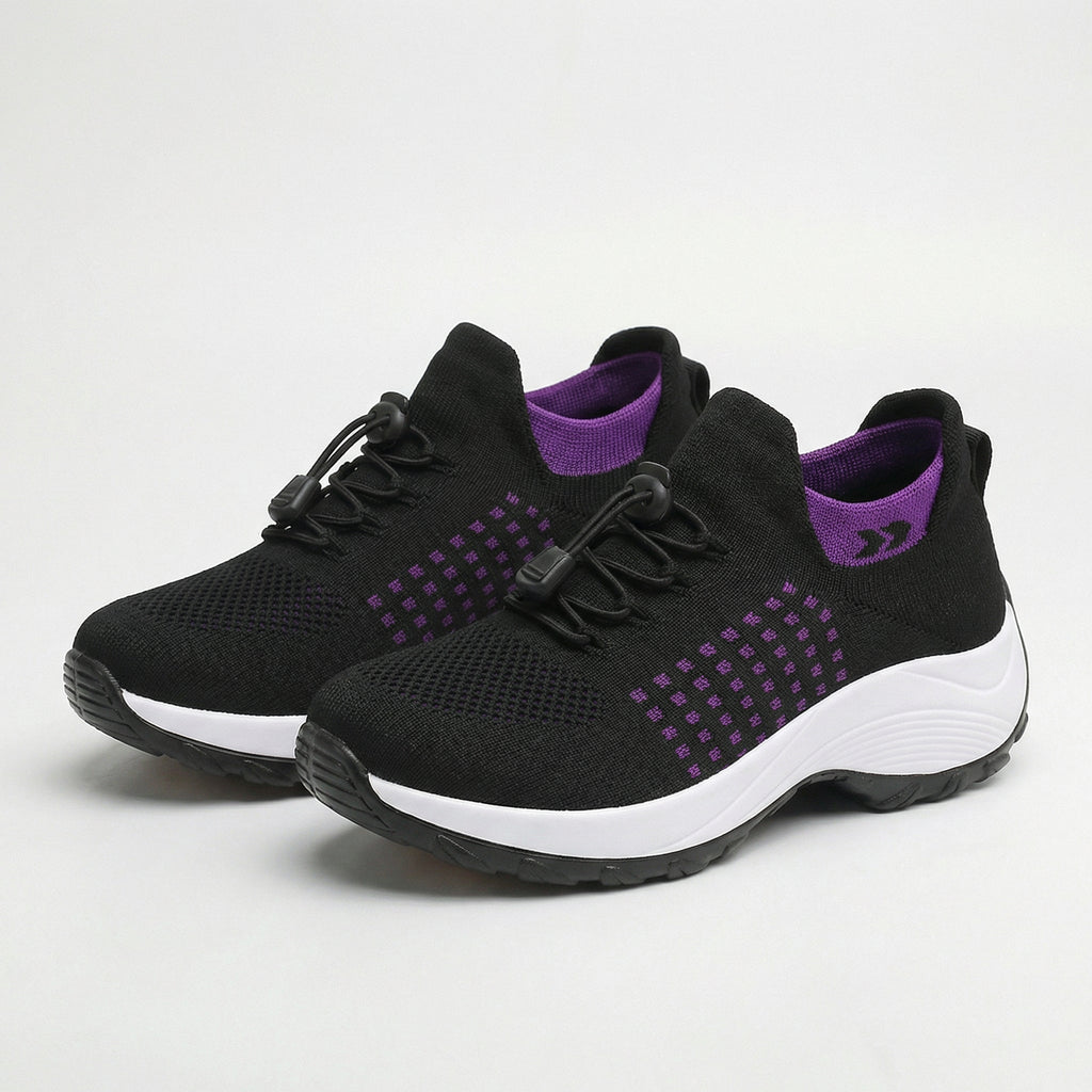Ava | Orthopedic Knit Fabric Shoes in Purple & Black