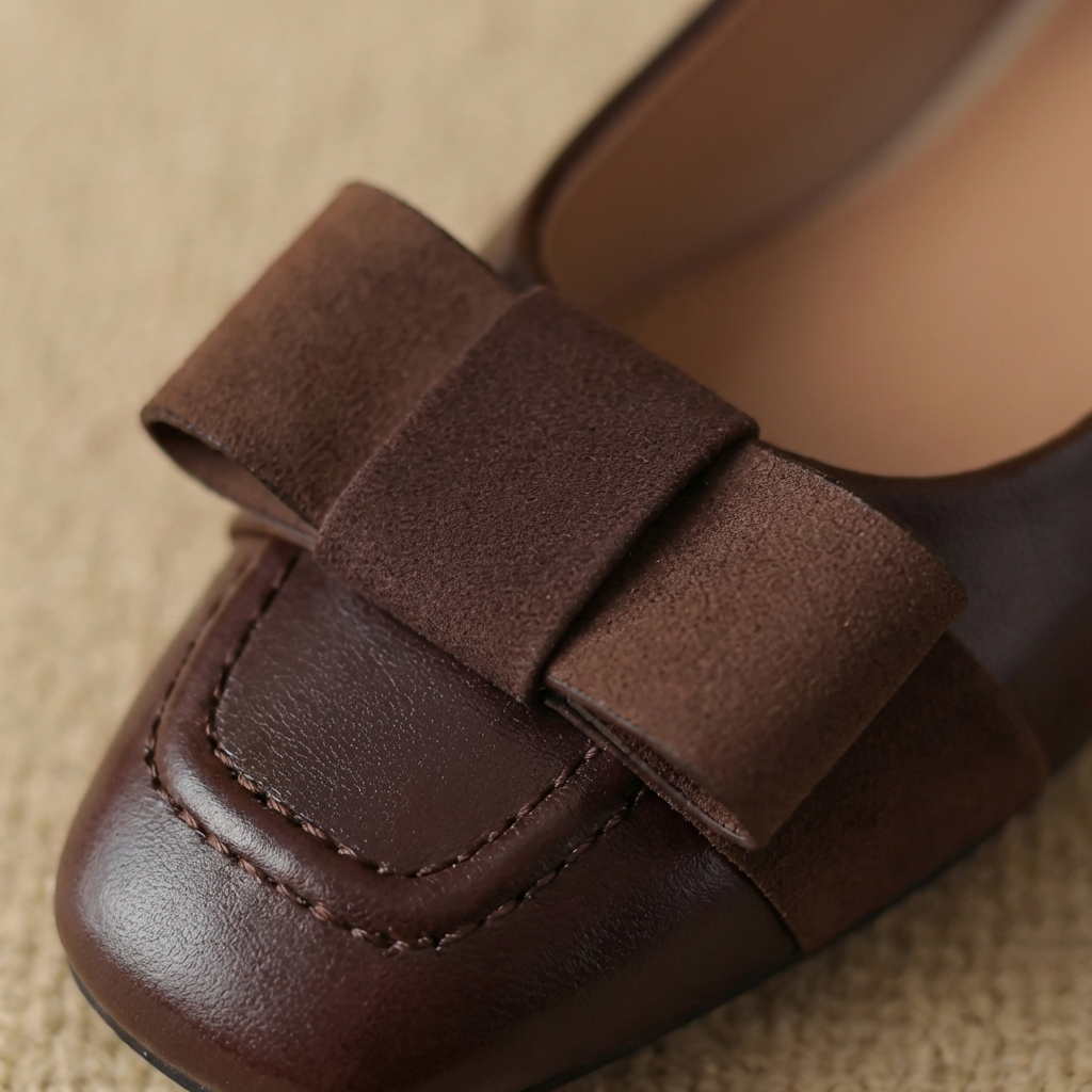 Camille | Bow Leather Flats
