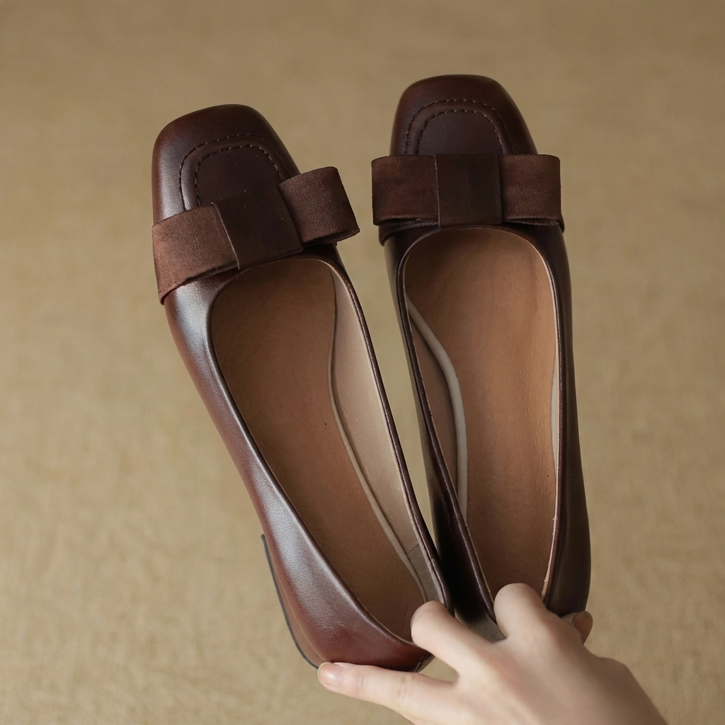 Camille | Bow Leather Flats