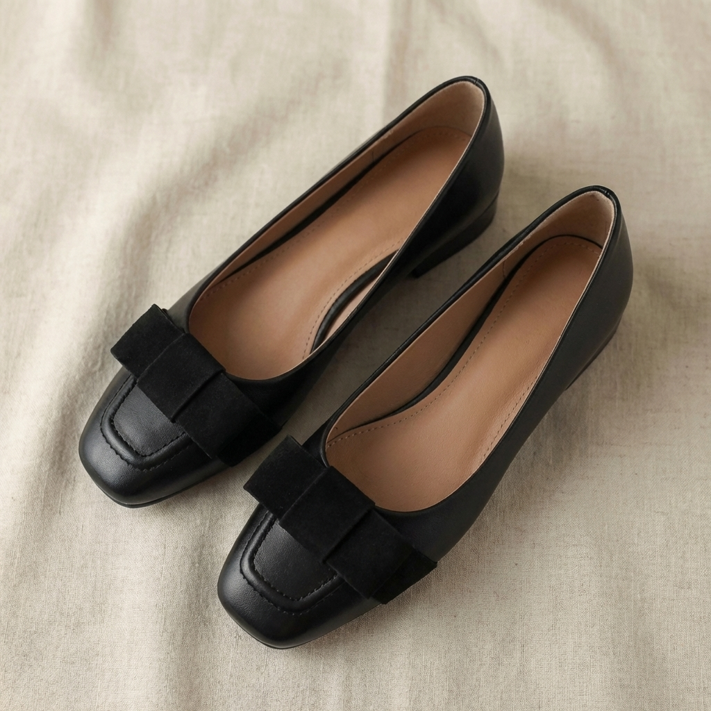 Camille | Bow Leather Flats