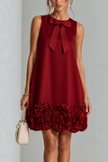 Emery | Elegant Bow Neck Floral Hem Dress