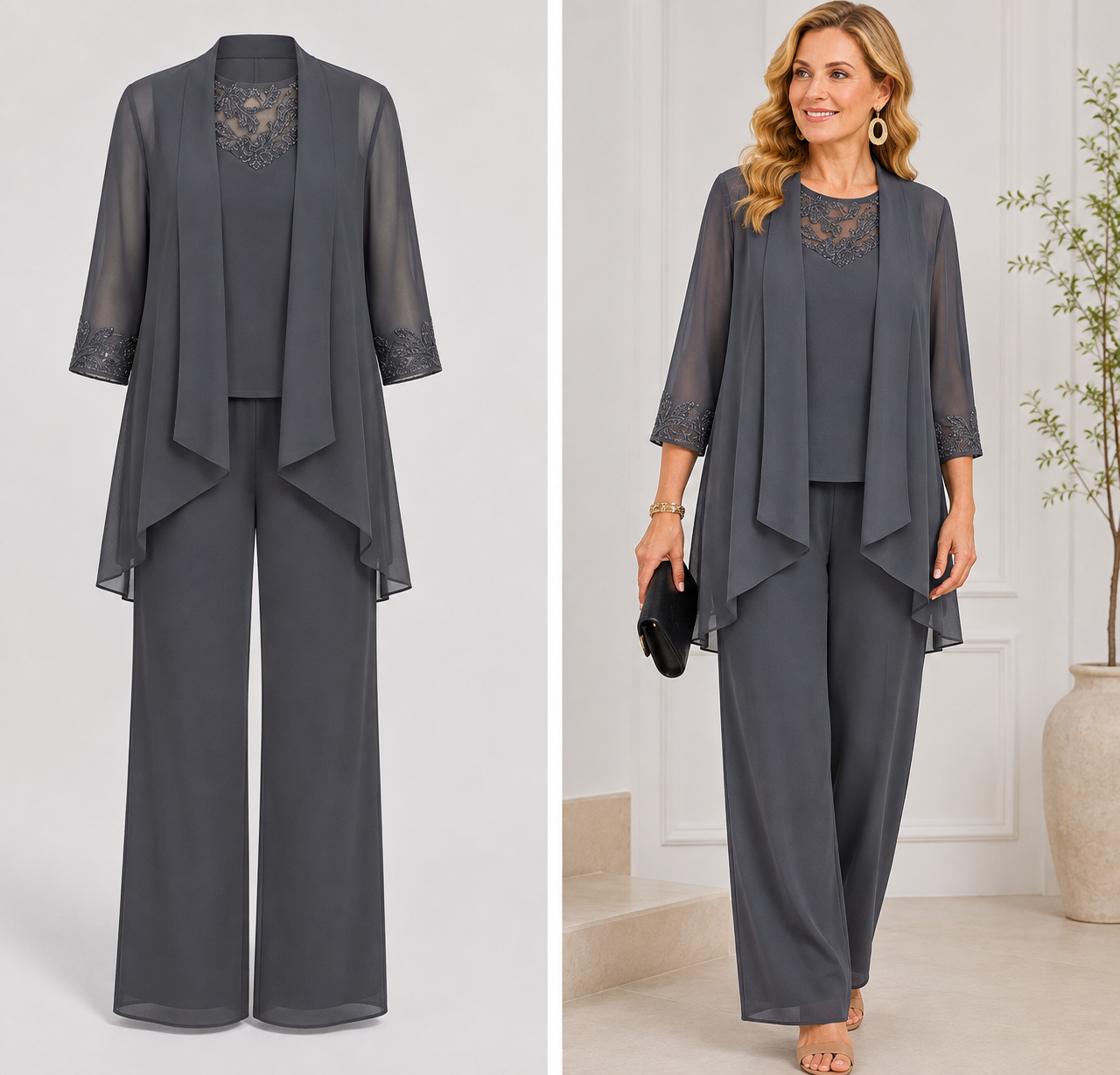Elodie | Flowing Jacket & Wide-Leg Pant Set