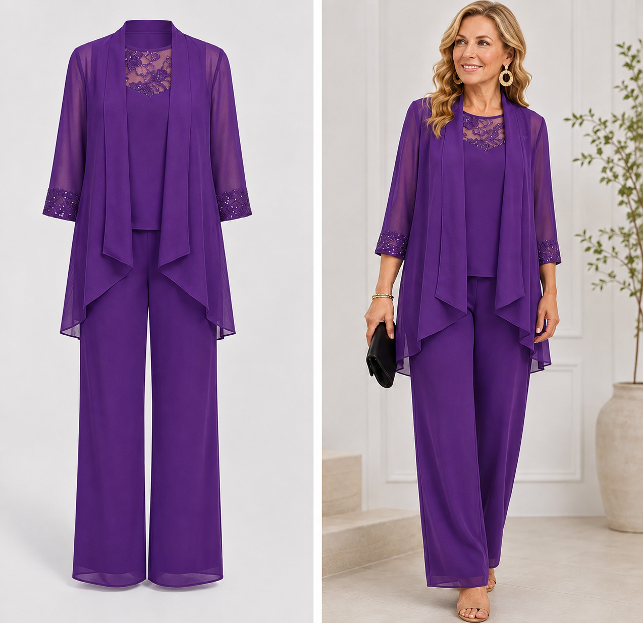 Estelle | Flowing Jacket & Wide-Leg Pant Set