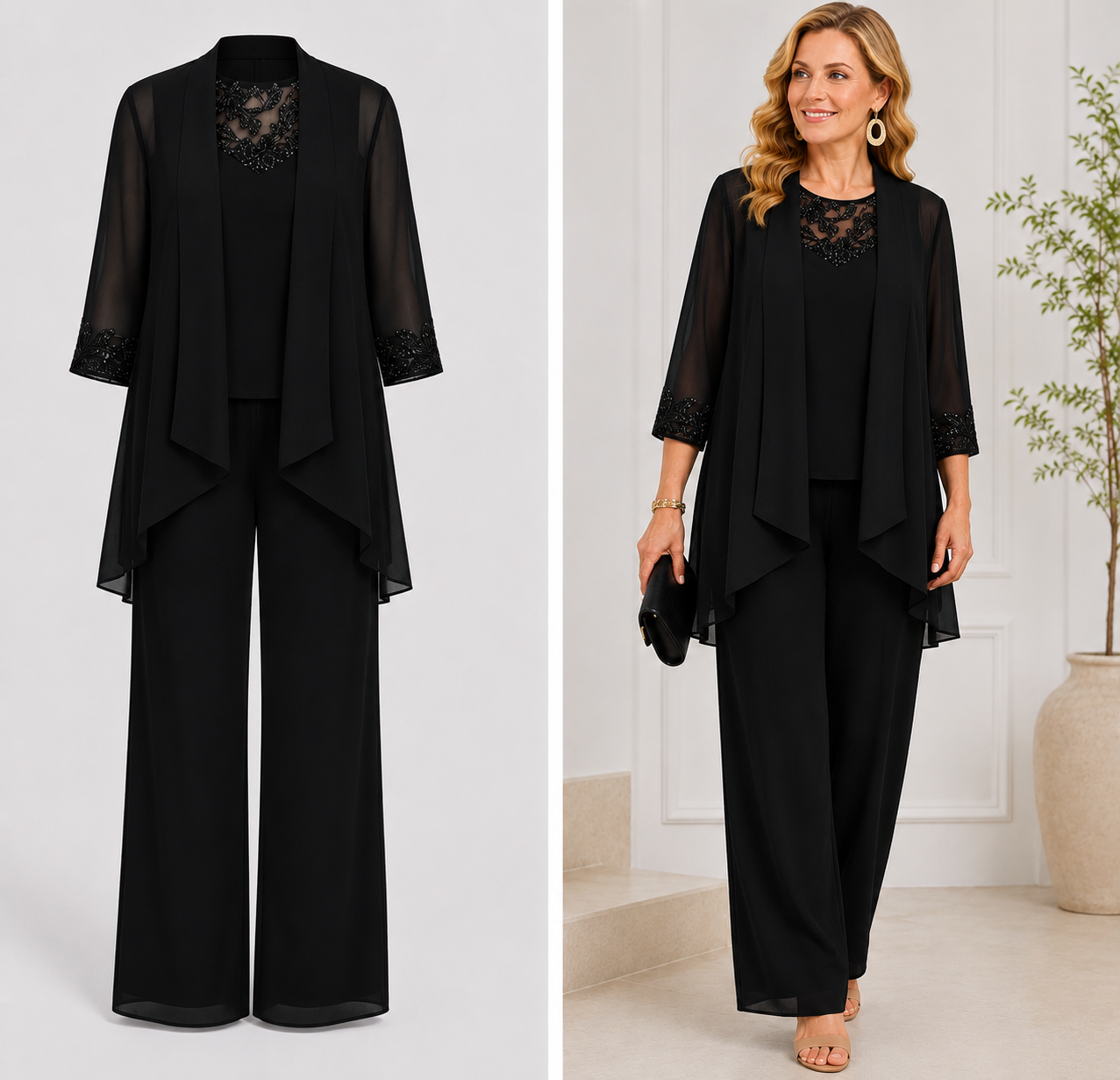 Evelina | Flowing Jacket & Wide-Leg Pant Set