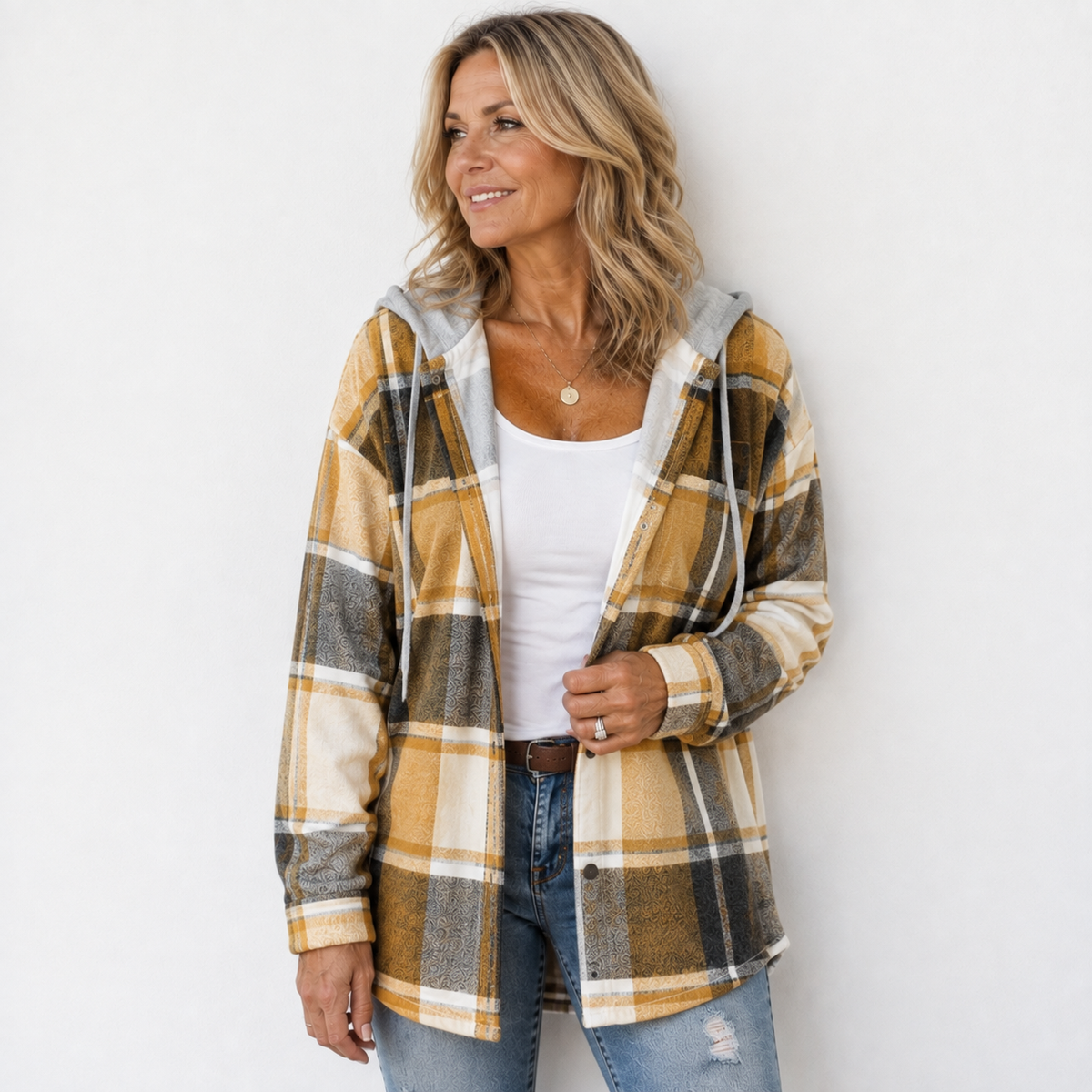 Kendra | Cozy Plaid Hooded Jacket