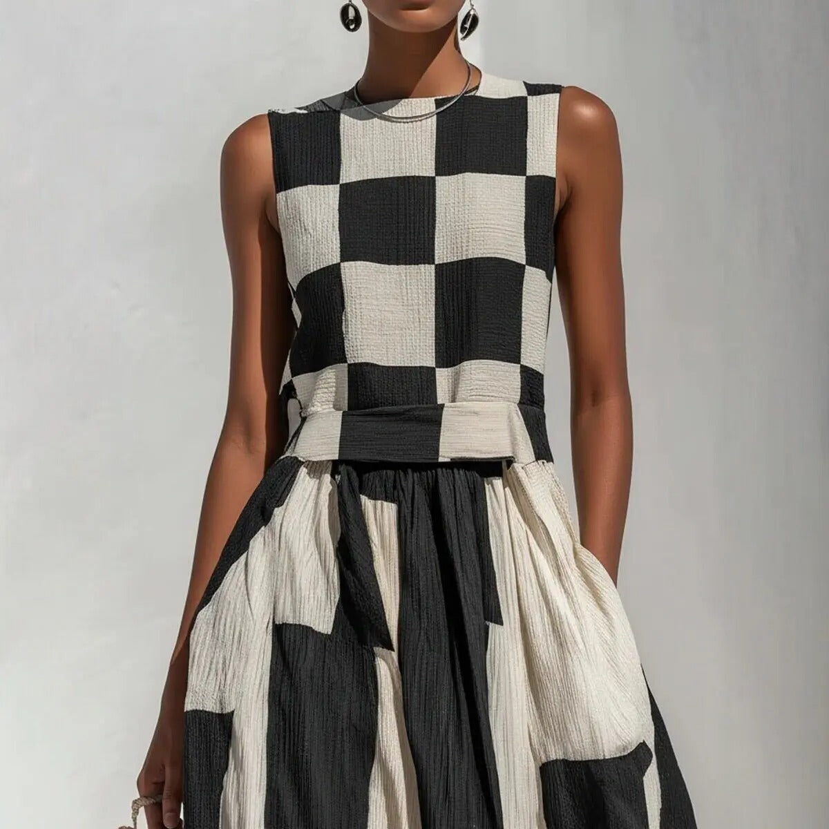 Nikolina | Maxi Geometric Dress in Black and White