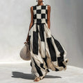 Nikolina | Maxi Geometric Dress in Black and White