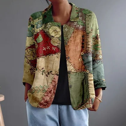 Katalin | Patchwork Print Relaxed Open Shirt