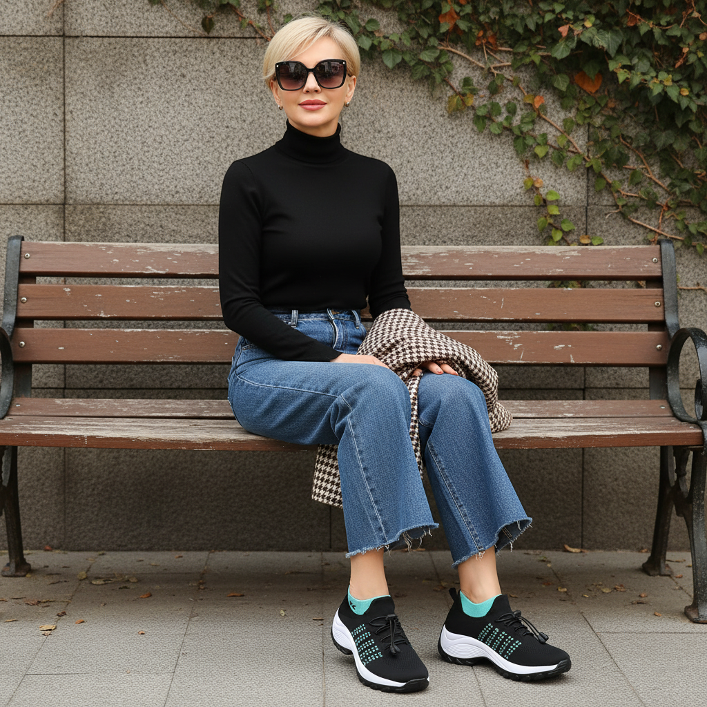 Linda | Orthopedic Knit Fabric Shoes in Green & Black